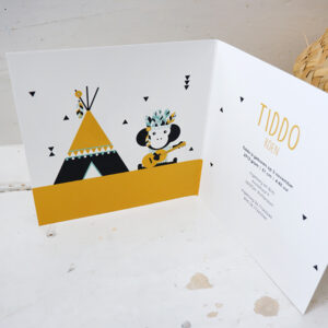 Geboortekaart Indiaan Aap oker geel ANNIdesign 02