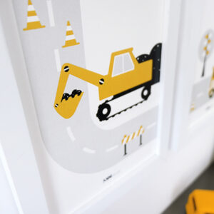 Poster set Voertuigen Graafmachine oker ANNIdesign 04