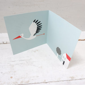 Wenskaart Ooievaar ANNIdesign blauw 02