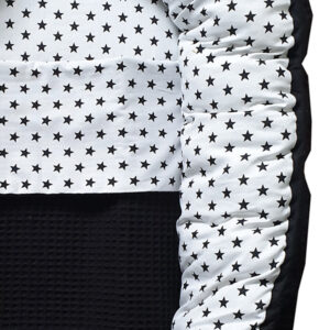 Babynestje compleet Ster op wit Wafelstof zwart ANNIdesign 02