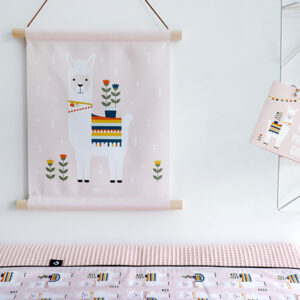 Textielposter Lama roze ANNIdesign 01