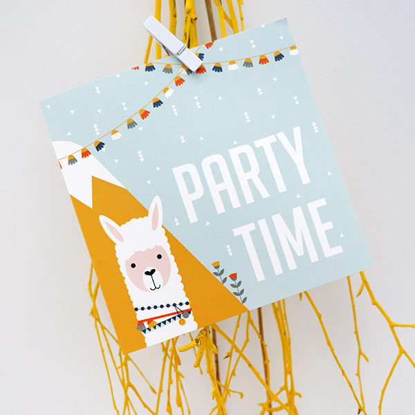 Wenskaart Lama Party time ANNIdesign 01