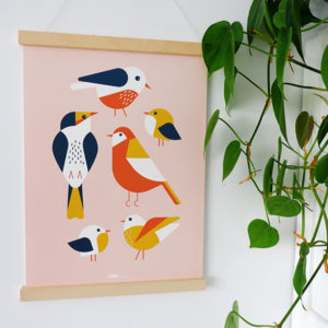 Poster Vogels ANNIdesign oud roze 01