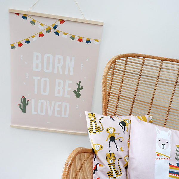 Poster XL Lama Born to be Loved_ANNIdesign roze 01