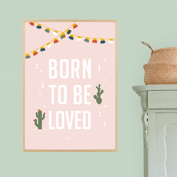 poster XL lama Born to be Loved oud roze ANNIdesign 03