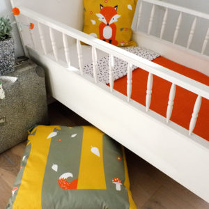 Kussen XL Vos ANNIdesign oker geel en olijf groen 03