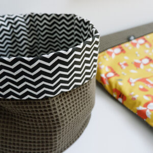 Commodemandje Zigzag zwart met Wafelstof vintage groen ANNIdesign 04