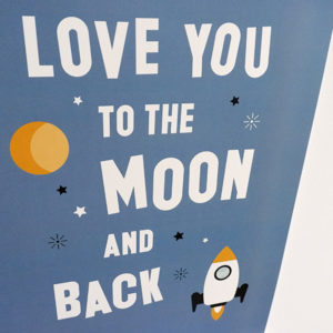 Poster Raket Love you to the Moon jeans blauw ANNIdesign 02
