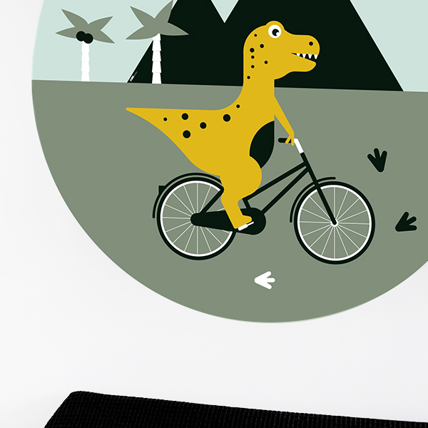Behangcirkel Dino op de fiets ANNIdesign 04