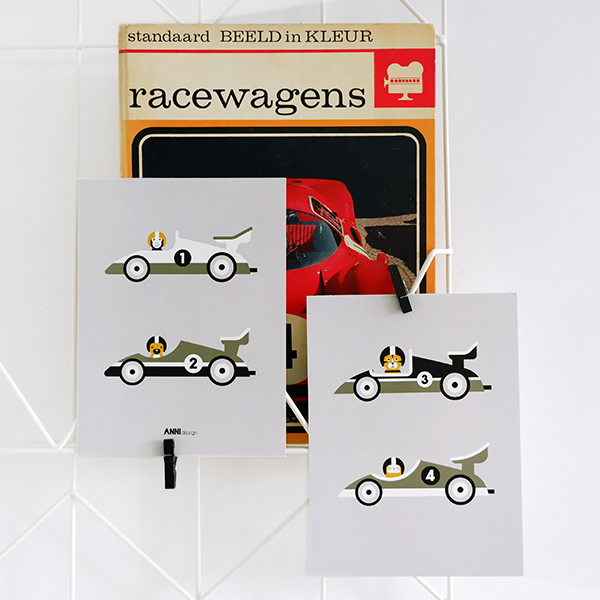 Poster set Raceauto grijs ANNIdesign 01