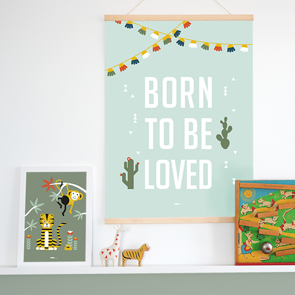 poster XL lama Born to be Loved old green ANNIdesign 03