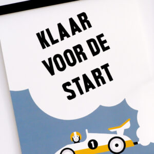 Poster Raceauto Start jeans blauw ANNIdesign 02