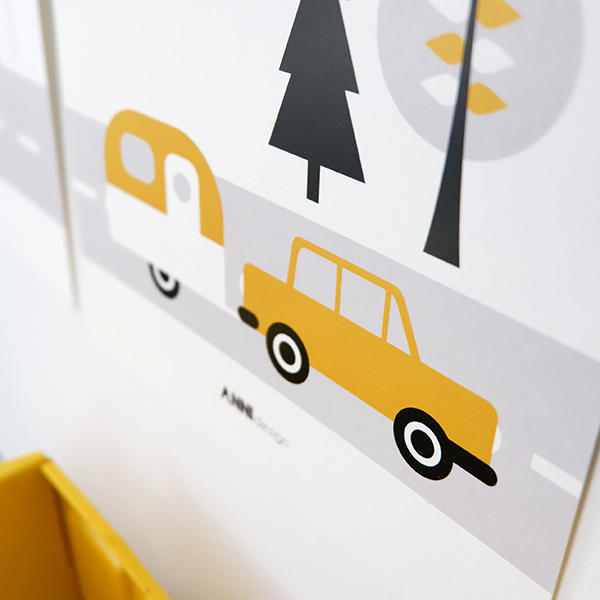 Poster set Voertuigen Caravan oker geel ANNIdesign 02