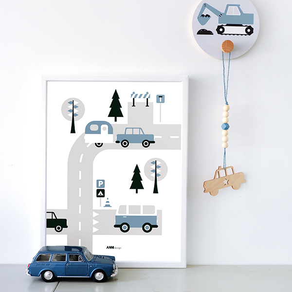 poster voertuigen caravan jeans blauw ANNIdesign 01