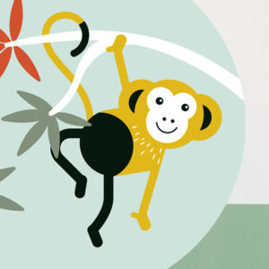 Behangcirkel Jungle aap old green ANNIdesign 02