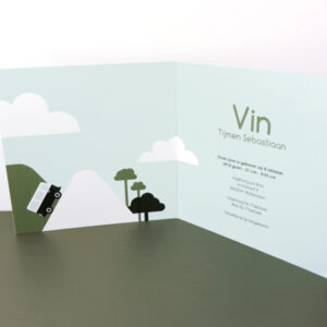 Geboortekaart Reis olijf groen gevouwen ANNIdesign 02