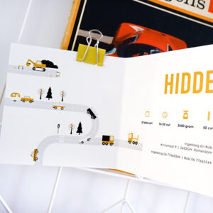 Geboortekaart Voertuigen oker geel ANNIdesign 02