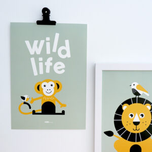 Poster Aap Wild life bleek groen ANNIdesign 01