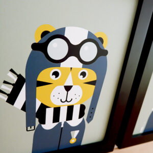 Poster set Piloot Tijger en Baviaan bleek groen ANNIdesign 02