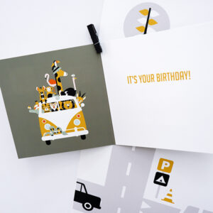 Wenskaart Safari olijf groen ANNIdesign 02