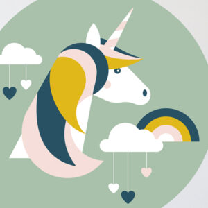 Behangcirkel Eenhoorn bleek groen ANNIdesign 02