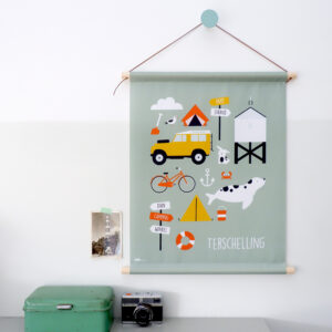 Textielposter Terschelling Collage bleek groen ANNIdesign 01