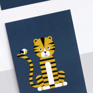 Poster set Leeuw en Tijger Wild life donker blauw ANNIdesign 02