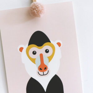 Poster set Safari Baviaan en Tijger oud roze ANNIdesign 02