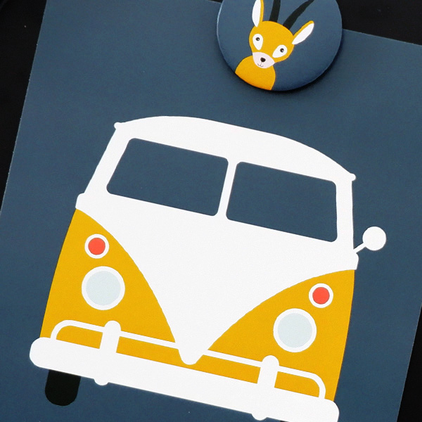Poster set Safari busje donker blauw ANNIdesign 02