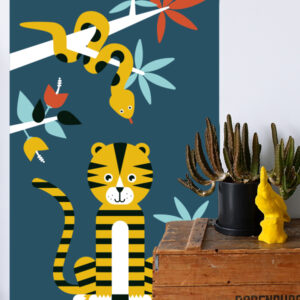 Behangbaan Jungle donker blauw 254x70 ANNIdesign 02