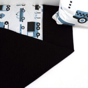 Ledikantdeken Voertuigen jeans blauw Wafelstof zwart ANNIdesign 01