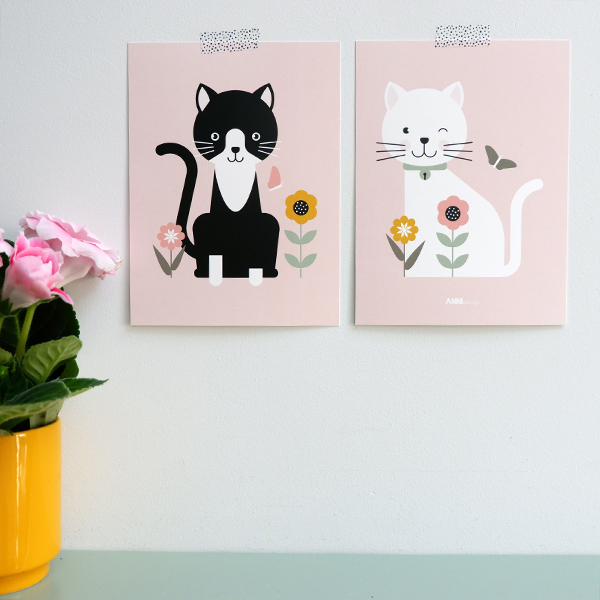 Poster set Kittens oud roze ANNIdesign 01