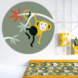Behangcirkel Jungle aap olijf groen ANNIdesign 01