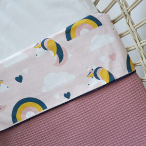 Wiegdeken Eenhoorn oud roze Wafelstof oud paars ANNIdesign 02