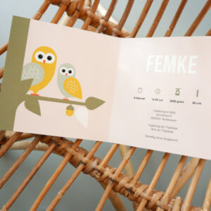 Geboortekaart Uil oud roze ANNIdesign 02