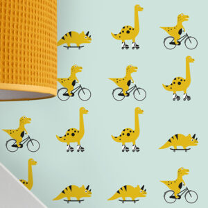 Kinderbehang Dino patroon ANNIdesign old green 02