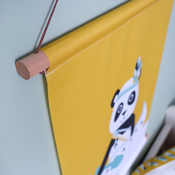 Textielposter Indiaan Panda oker geel ANNIdesign 02