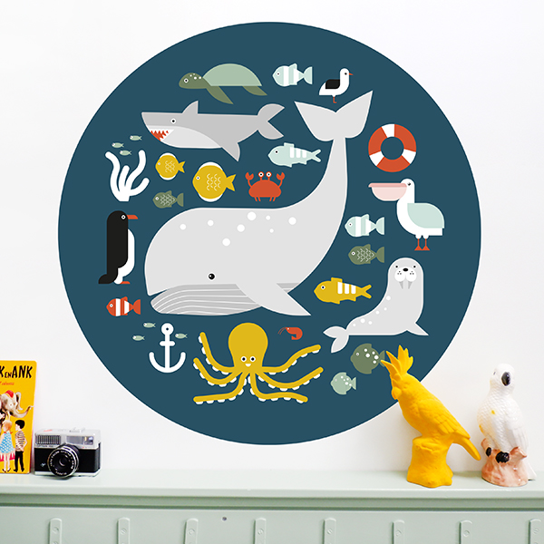 Behangcirkel Zee dieren Collage ANNIdesign 01