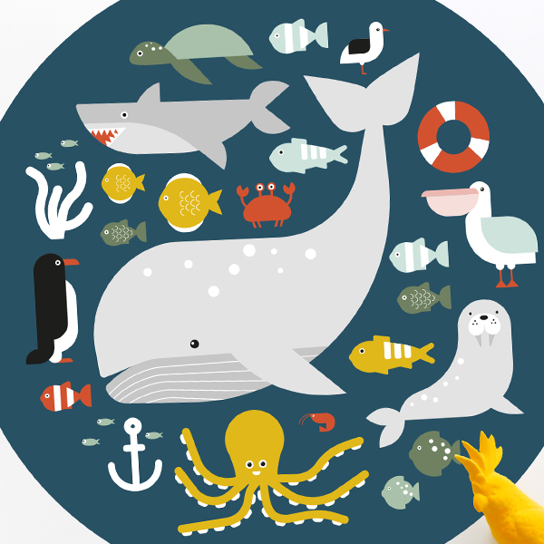 Behangcirkel Zee dieren Collage ANNIdesign 02