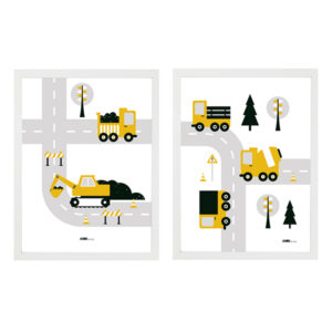 poster set voertuigen 2x oker geel ANNIdesign 01