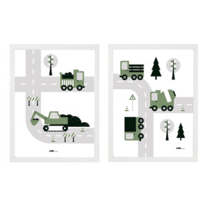 poster set voertuigen 2x olijf groen ANNIdesign 01