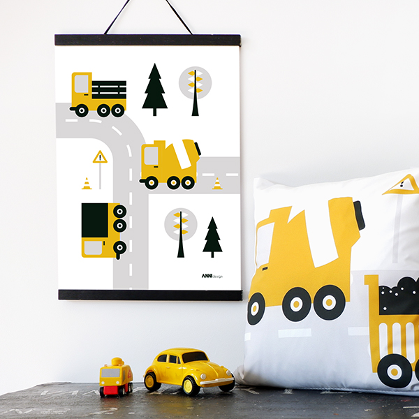 poster voertuigen vrachtwagen oker geel ANNIdesign 03