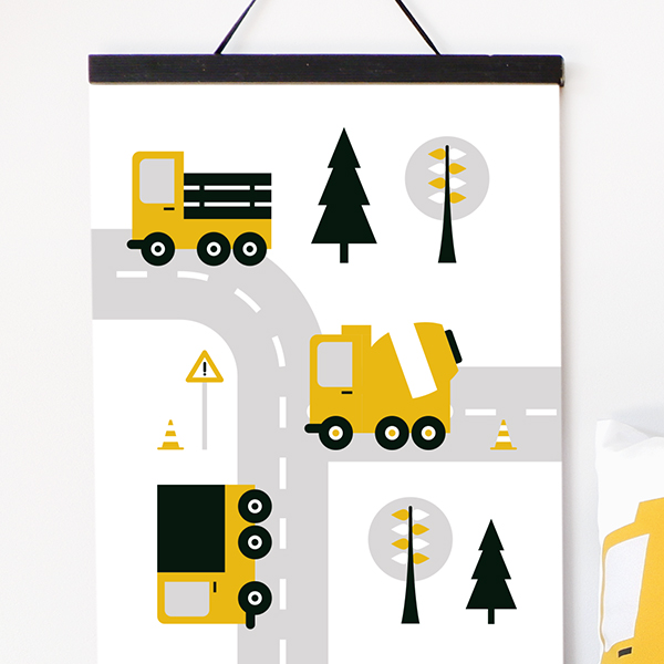 poster voertuigen vrachtwagen oker geel ANNIdesign 04