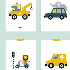 Poster set Dieren Onderweg wit 15x20 ANNIdesign 02