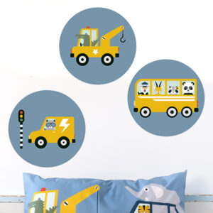 muurcirkel set dieren onderweg jeans blauw ANNIdesign 02