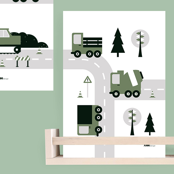 poster voertuigen vrachtwagen olijf groen ANNIdesign 01