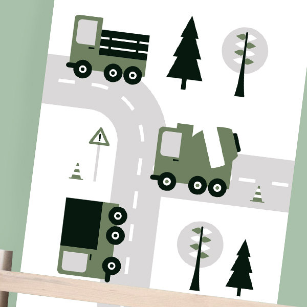 poster voertuigen vrachtwagen olijf groen ANNIdesign 02