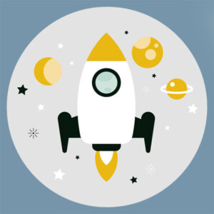 Behangcirkel Raket wit ANNIdesign 02