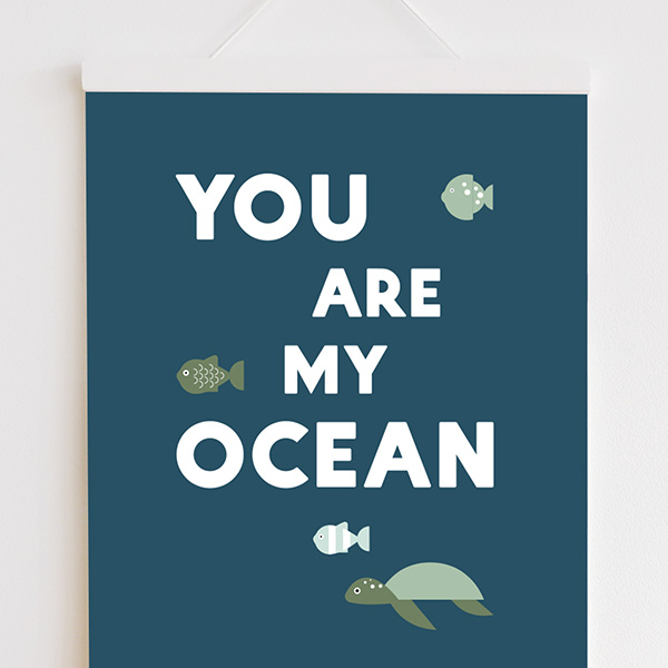Poster set Zee dieren Ocean donker blauw ANNIdesign 02