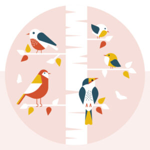 behangcirkel vogel oud roze ANNIdesign 02